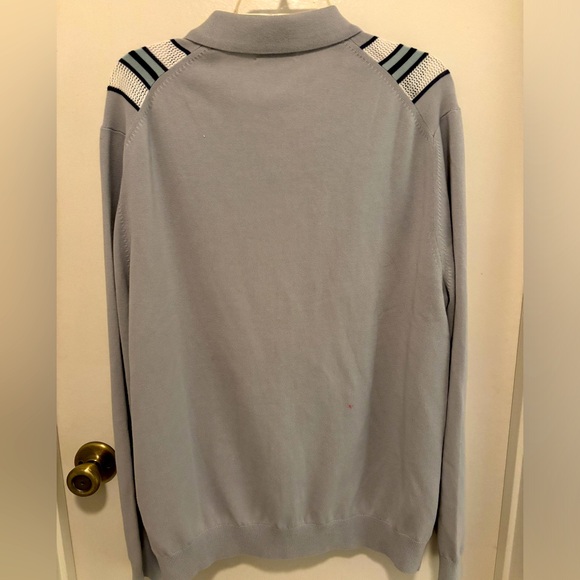 REISS DONNIE STRIPED ZIP THROUGH GREY JUMPER SWEATER - Picture 5 of 5